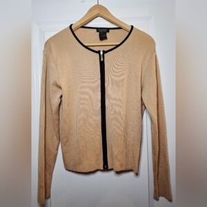 Vintage 90s Italtempo Zip-Front Merino Wool Cardigan Made in Italy (L)